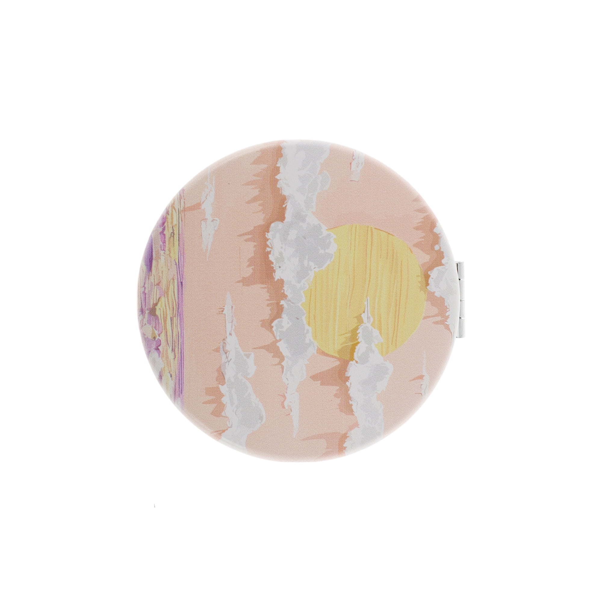 Unique Bargains 1 Pc Women Round Hand-drawn Makeup Mirror for Travel Vacation Orange