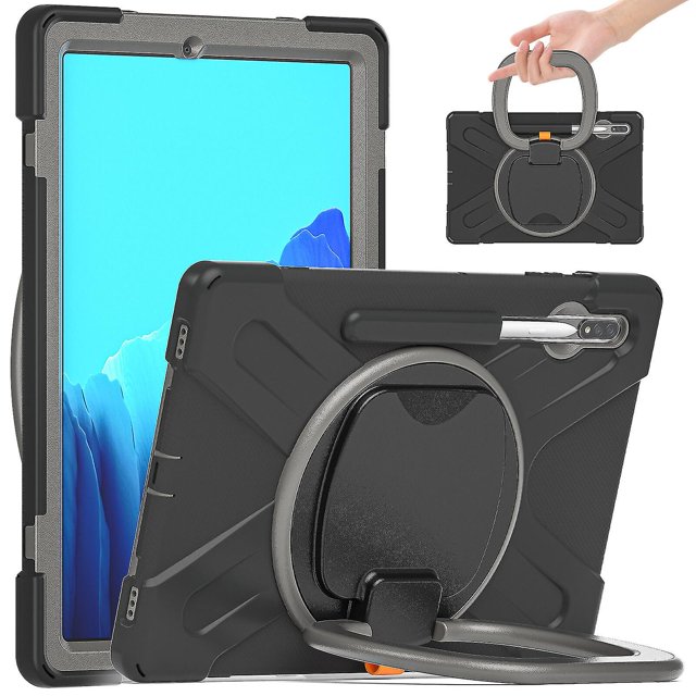 Funda protectora de color para Samsung Tab S7 Plus de 12,4 pulgadas con soporte para bolígrafo, anillo ajustable grande y protección contra golpes.
