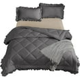 thumbnail image 6 of DNG Creations 1 Piece Ruffle Diamond Comforter All Season 550 GSM California King Size - 800 Threads Count, 100% Egyptian Cotton Solid Dark Grey Colour, 6 of 7
