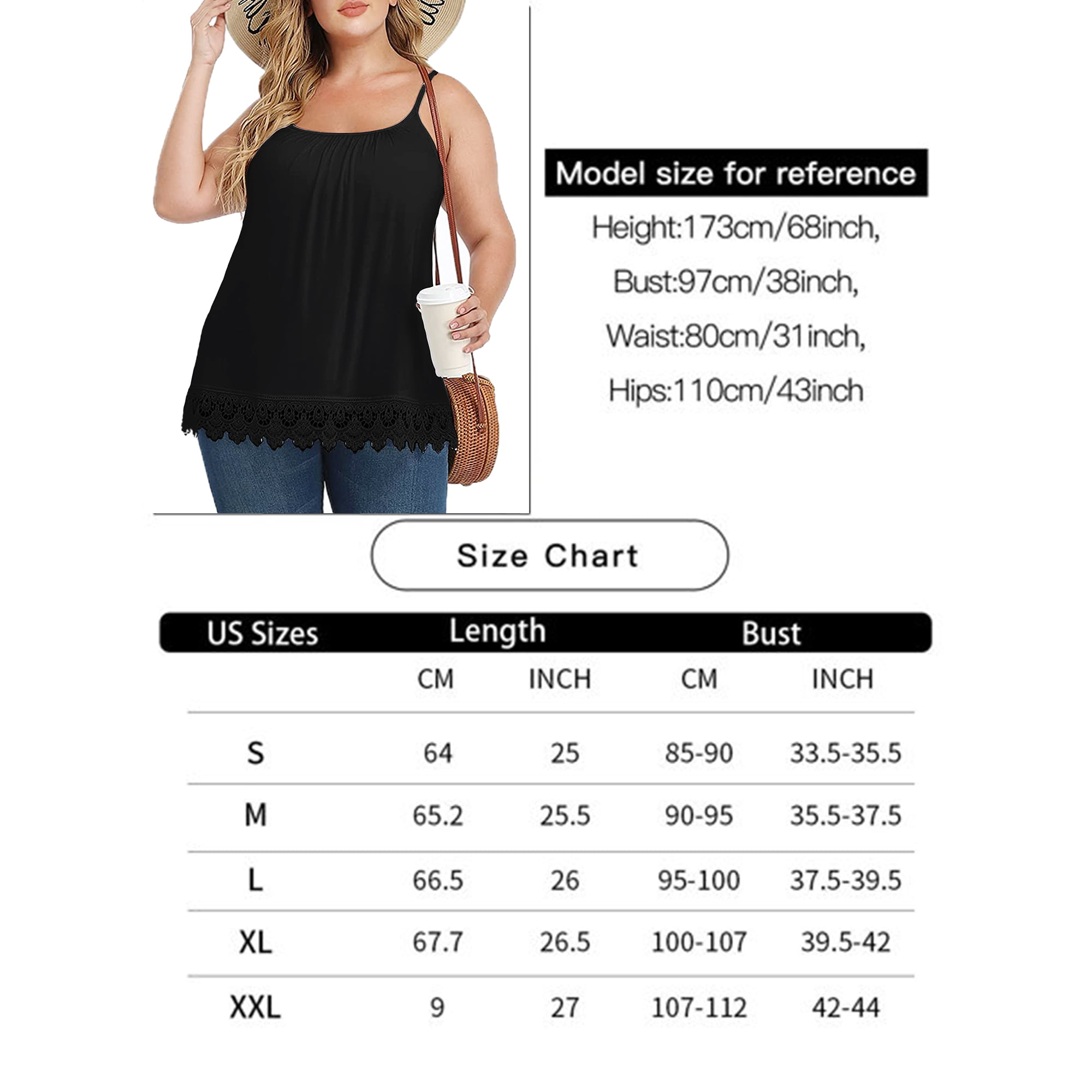 Anyfit Wear 2 Packs Camisoles for Women with Built in Bra Adjustable Strap  Tank Tops Sleeveless Cami with Pleats Casual Flowy Lace Cami Shirts  Black-White-Lace Hem,S 