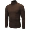 thumbnail image 5 of NIEWTR Men Fall Winter Tops Clearance, Turtleneck Sweaters for Men New High-Neck Solid Color Slim Long Sleeve Tops Men's Bottoming Shirt(Z014-Coffee,L), 5 of 6
