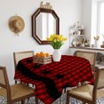 thumbnail image 3 of Red Black Plaid Table Cloth Waterproof Tablecloths, Country Vintage Star Abstract Gingham Tablecloth Dining Table Cover for Kitchen Party Tabletop Outdoor, Square Tablecloth 54x54 Inch, 3 of 9