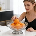thumbnail image 4 of Tall Pedestal Fruit Bowl for Coffee Table – Plastic Footed Snack Candy Nut and Dried Fruit Tray with Petal Design – Decorative Centerpiece Serving Dish for Living Room Kitchen Dining Table, 4 of 6