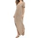 thumbnail image 1 of Vestido a juego con cuello en V, casual, holgado, manga corta, maxi con bolsillo, 1 of 4