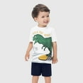 thumbnail image 2 of JLFKNG Little Boys Outfits Cute Sweet Dinosaur Printed Shirt Tops Short Sleeve Shorts With Elastic Waist Design Breathable Loose Fit 2Pcs Outfits Sets Suitable For Dailywear, 2 of 9
