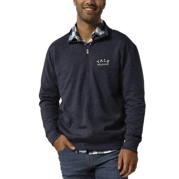 Men's League Collegiate Wear Heathered Navy Yale Bulldogs Heritage Quarter-Zip Pullover Jacket