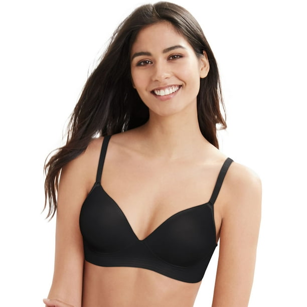 Hanes Womens Ultimate No Dig Support Smoothtec Wirefree Bra, M, Black