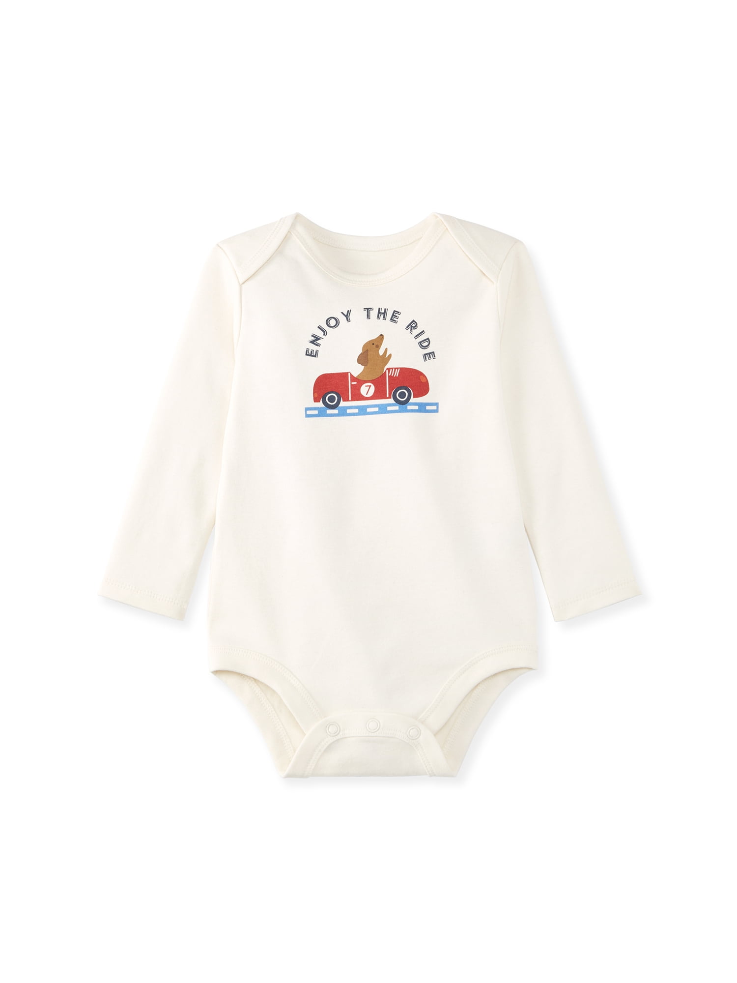 Garanimals Newborn & Baby 100% Cotton Long Sleeve Bodysuits, Sizes 0–24M, 4-Pack