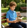 thumbnail image 3 of Aideaone Boys Polo Shirt Stripe Casual Short Sleeve Shirts for Boys Size 5-14T, 3 of 6