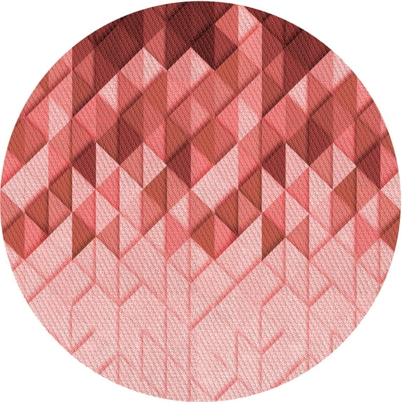Ahgly Company Indoor Round Patterned Pastel Pink Area Rugs, 4' Round