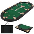 thumbnail image 1 of Gymax 84'' x 42'' 10-Player Foldable Padded Poker Table Top w/ Carrying Bag Cup Holders Green, 1 of 10