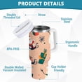 thumbnail image 2 of Yayeee 40oz Stainless Steel Tumbler with Straw and Handle Double-Wall Insulated Travel Water Bottle, Beige Christmas Snowman, 2 of 8