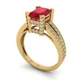 thumbnail image 2 of 2.45 ct Emerald Cut Simulated Ruby Solitaire with Simulated Diamond Accents 18K Yellow Gold Womens Engagement Ring, 2 of 5