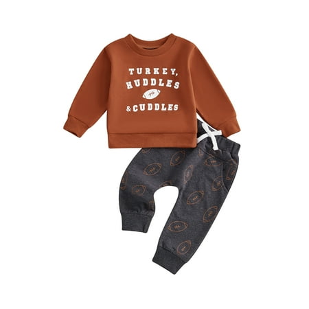 

Bslissey Baby Boys Pants Set Long Sleeve Letters Print Sweatshirt with Rugby Print Sweatpants Infant Clothes