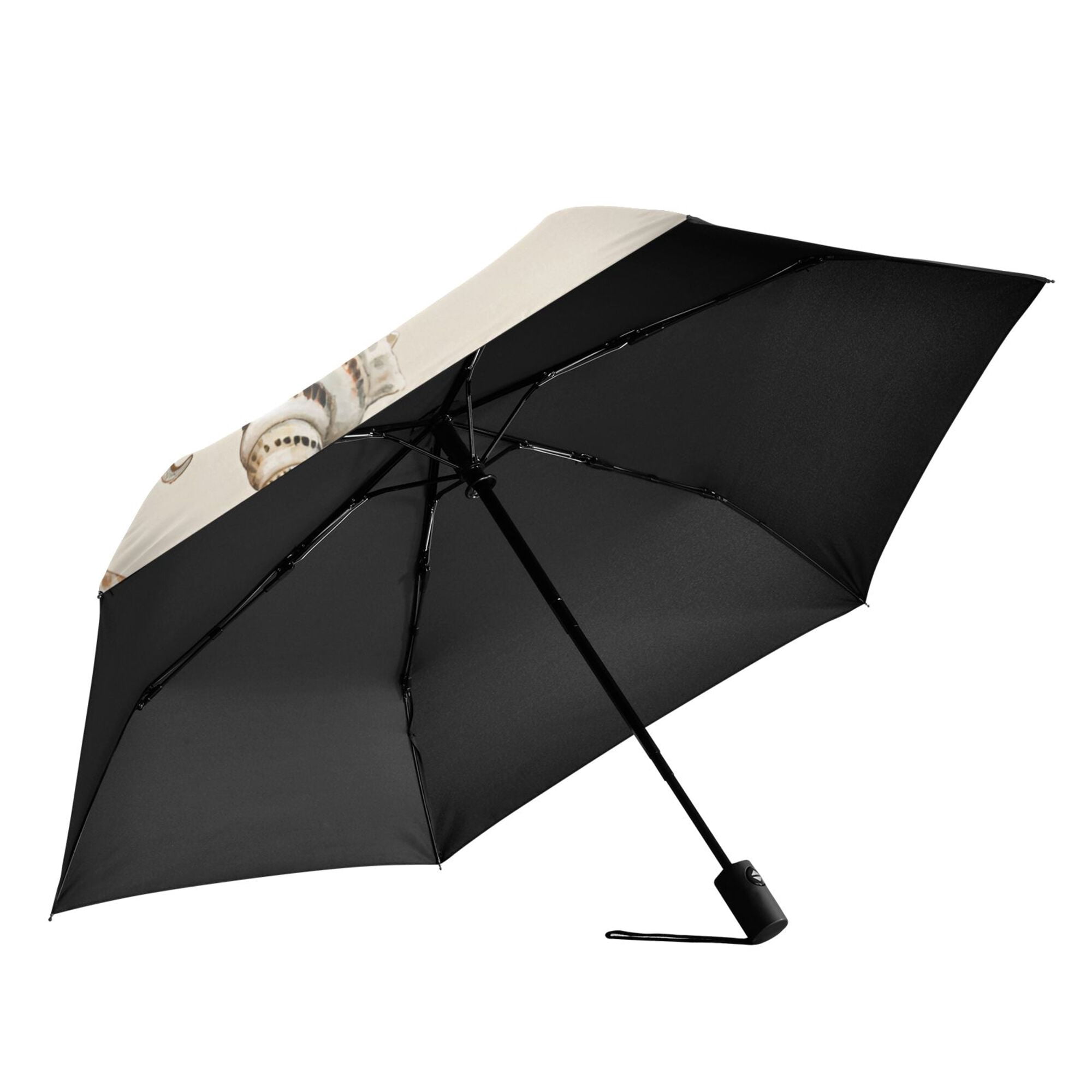 FORMRS Travel Umbrella Folding Auto Open Close Windproof Rain UV Protection, Green Watercolor Seashells