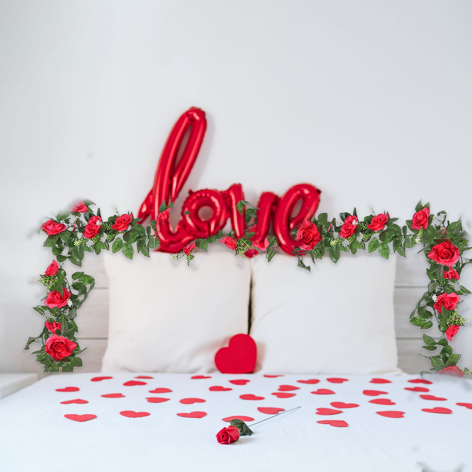 JilgTeok 4 Packs 2pcs 90.55in Artificial Rose Vine Flowers Plants Simulation 10 Heads Rose Vines for Mother's Day Wedding Scene Party Wall Hanging Mantel Tabletop Decoration
