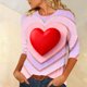 thumbnail image 4 of Xuyuer Womens Valentine T Shirts Love Heart Printed Graphic Tee Tops Spring Shirts Halloween Round Neck 3/4 Length Sleeve Graphic Tee Tops Fashion Casual Printed T-Shirt Top, 4 of 6