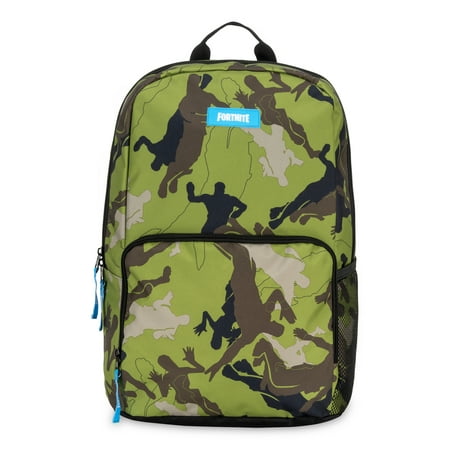 Fortnite Unisex Amplify Green Camouflage Backpack with Side Exterior Mesh Pocket