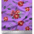 thumbnail image 1 of Soimoi Purple Poly Georgette Fabric Leaves,Pomegranate & Floral Printed Craft Fabric by The Yard 42 Inch Wide, 1 of 1