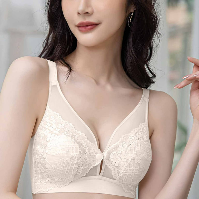 YWDJ Nursing Bras for Breastfeeding No Underwire Front Closure Front Clip  Zip Snap Lace Maternity Front Close Lightly Ultra Thin Without Steel Ring  Breast Front Opening Feeding Beige 34/75BC 