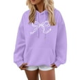 thumbnail image 2 of MVRLSH Hoodies For Women Bow Cute Graphic Print Hooded Sweatshirt Trendy Aesthetic Casual Pullover Polyester Purple M-3Xl, 2 of 8