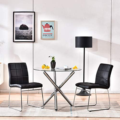 Modern Dining Table Chairs Set Round, Two Person Dining Table Black