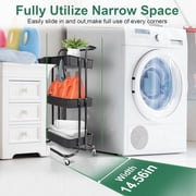 3-Tier Rolling Utility Cart w/ Handle Wheel Multi-Functional Storage Trolley White