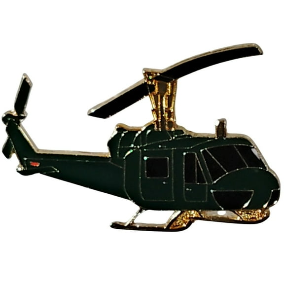 Huey UH-1 Helicopter Hat Lapel Brooch Pin - Vietnam Era - 2"W x 1-3/8"H
