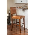 thumbnail image 2 of Linon Brook 30" Wood Bar Stool Caramel Faux Leather Nailhead Trim in Walnut, 2 of 2