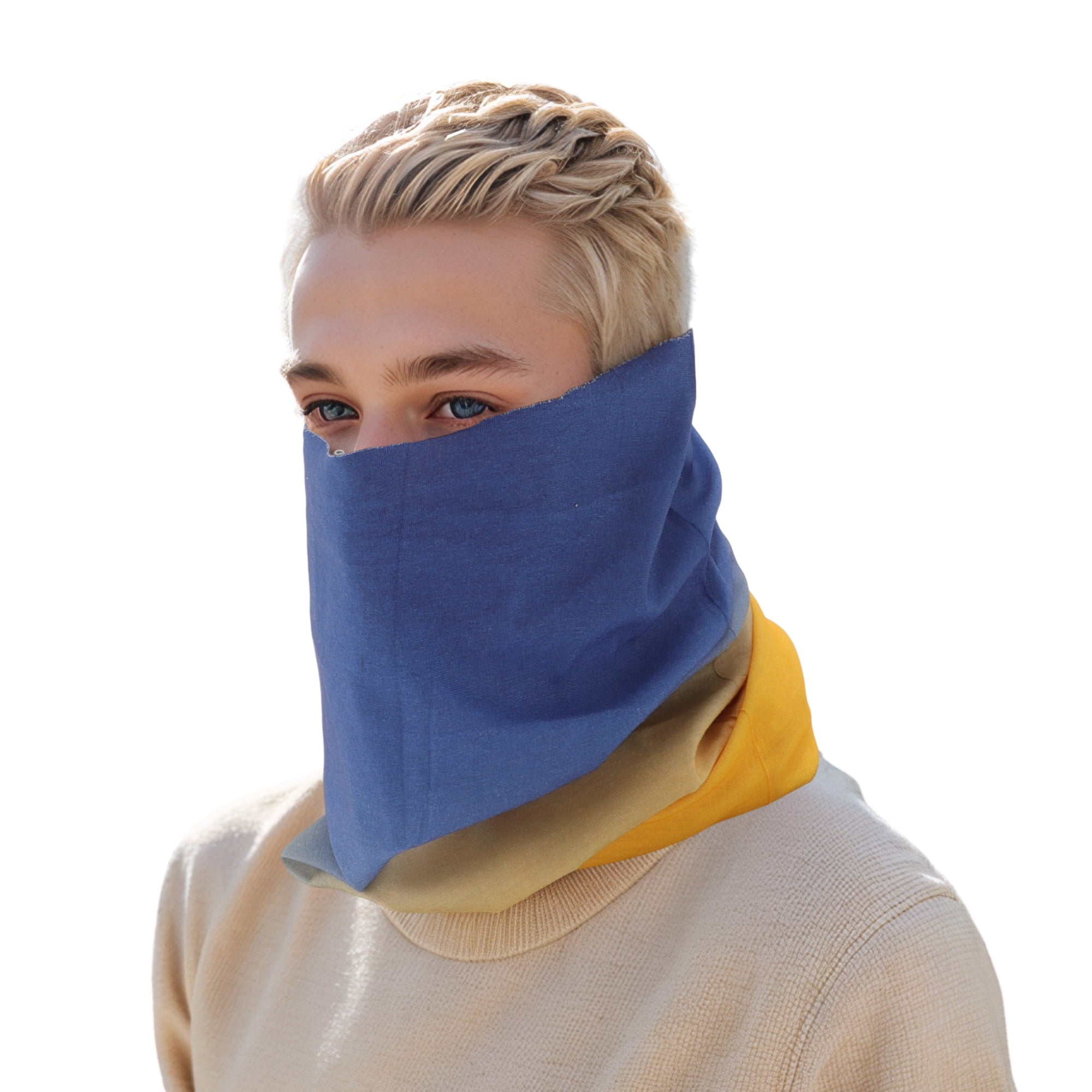 Unique Bargains Cooling Face Scarf Mask 1 Pc Blue, Yellow