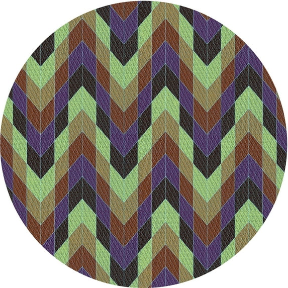 Ahgly Company Machine Washable Indoor Round Transitional Khaki Green Area Rugs, 5' Round