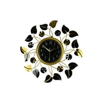 24" Round Metal Gold and Black Floral Wall Clock