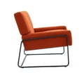 thumbnail image 4 of Mid Century Modern Metal Frame Armchair, Single Sofa Chair with Black Iron U-Shaped Legs, Upholstered Accent Chair for Living Room, Bedroom, Reading Room, Lounge, Orange, 4 of 9