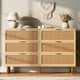 thumbnail image 1 of Yeshouse Mueble de TV de ratán con 6 cajones, cómoda grande con cajones profundos, armario de almacenamiento de madera de estilo rústico de granja para sala de estar, pasillo, 1 of 8