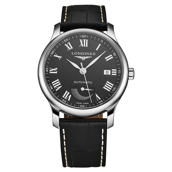 Longines Master Collection Automatic Stainless Steel Black Dial Black Leather Strap Date Power Reserve Mens Watch L27084517