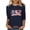 12-Navy-4th of July, variant on Womens Plus Size USA Flag Patriotic Shirt Three Quarter Sleeve 4th of July Tops Crew Neck 250 Years T Shirts Navy 5XL