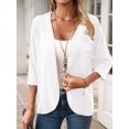thumbnail image 5 of Women'S Cardigan Tops Three-Quarter Sleeves Solid Color Casual Small Jacket Female 2025 White S, 5 of 9