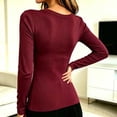 thumbnail image 7 of CBASIHI Womens Ribbed Long Sleeve T Shirts- Slim Fit V Neck Fall Winter Stretchy Casual Basic Thermal Undershirts Wine Size S-2XL, 7 of 7