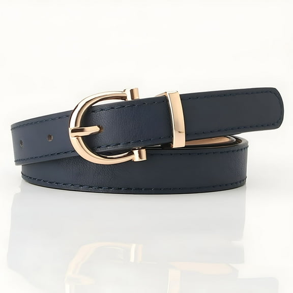 TELOLY Leather Female Belt Strap Black Brown Green Women Belts Ladies Dress Belt Girls Pants Jean Waist Belt (Navy blue)