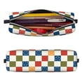 thumbnail image 2 of Yiaed Floral Checkerboard Print Leather Pencil Case - Leather Pen Pencil Holder - Elegant & Practical Pencil Pouch for Work & Office, 2 of 7