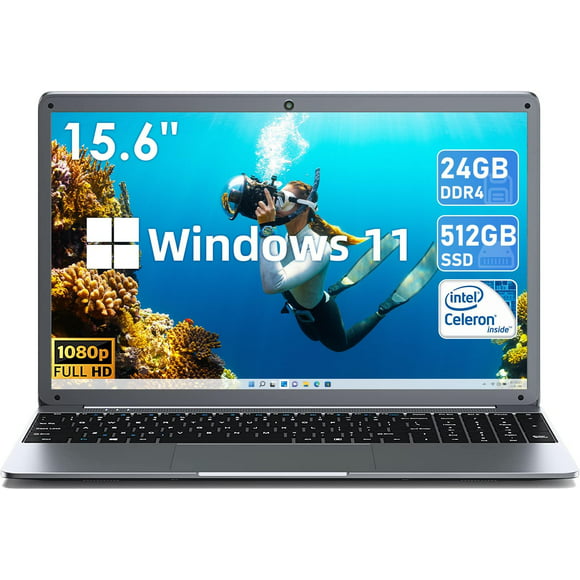 SGIN 15.6in Laptop 24GB DDR4 512GB SSD Windows 11 Computer with Intel Celeron N5095 FHD 1920x1080