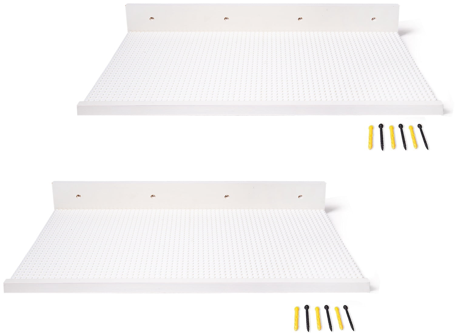 Brickmaster Displays - XL Shelves Floating Shelves for Building Block Display - Compatible as a Lego Display Shelf - Floating Shelves for Wall - Works with Major Building Blocks - White, 2-Pack