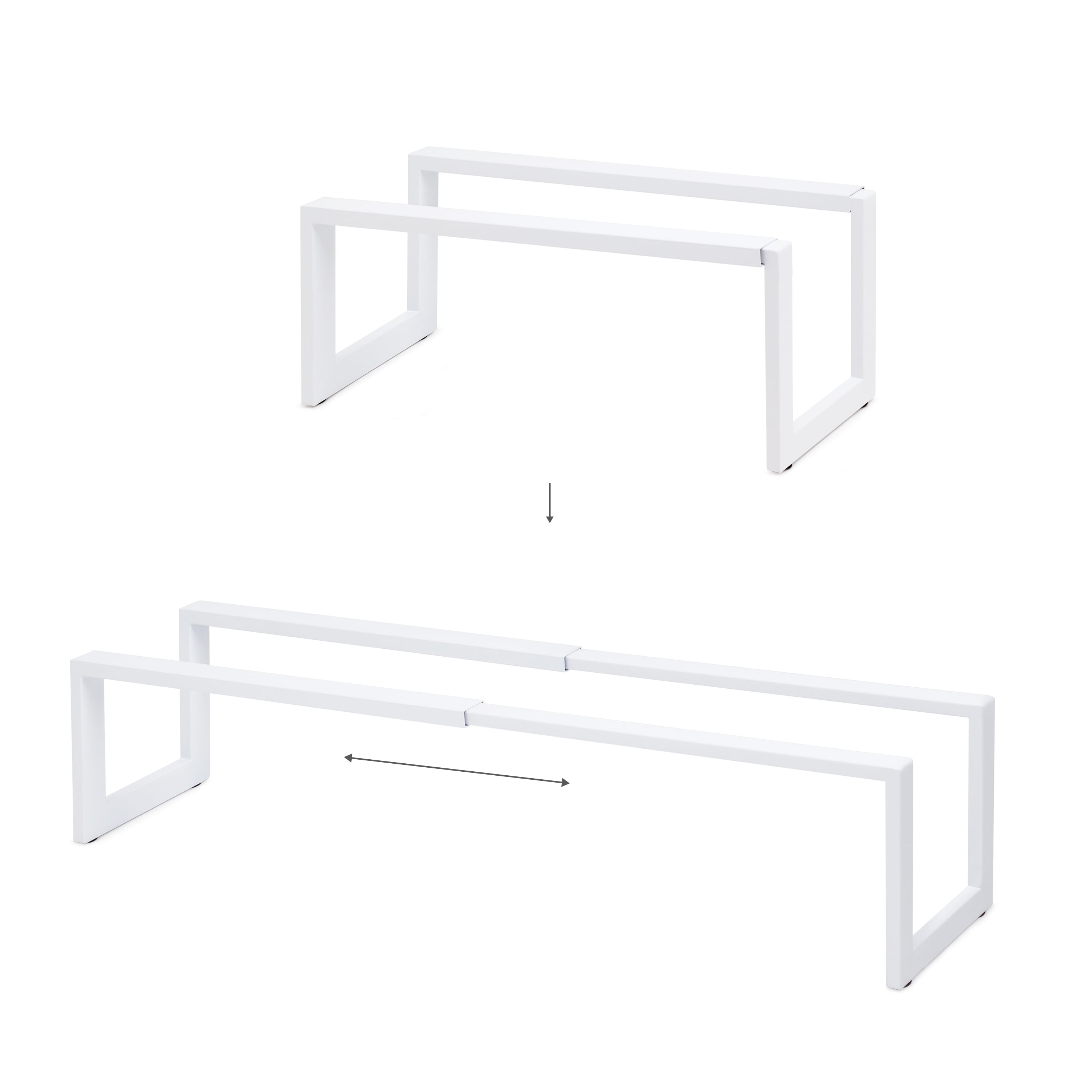 Qualiazero Heavy-Duty Steel Expandable Shoe Rack, 2-Tier, Stacking Storage Organizer, Adjustable Length, Entryway / Closet, Matte White