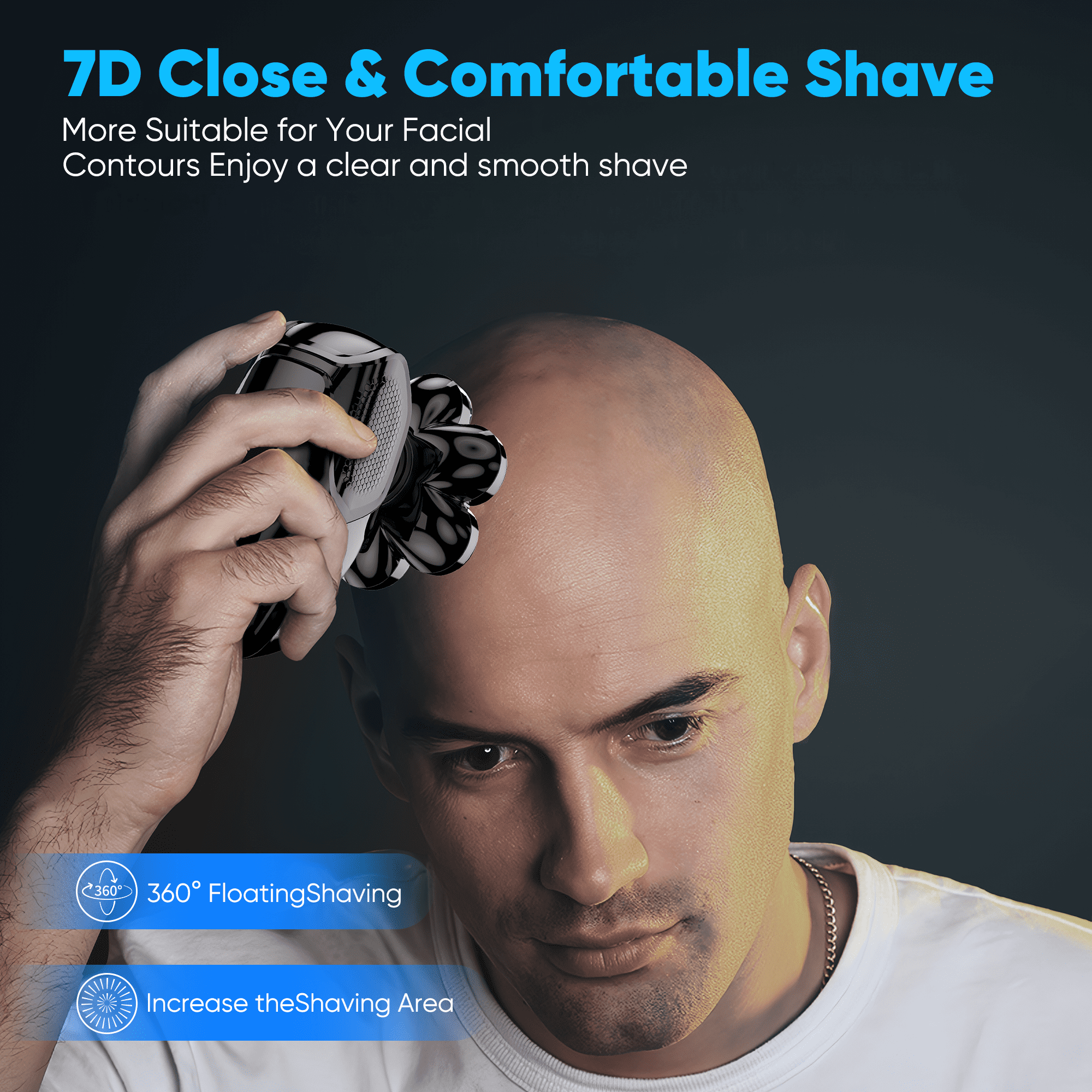 VIIWII 7D Electric Head Shaver for Men – 5-in-1 Bald Head Shaver Kit, Waterproof IPX7 Wet/Dry Shaving, LED Display, Type-C Fast Charge, Cordless Razor for Face, Body & Nose/Beard Trimming