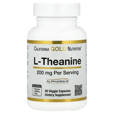 California Gold Nutrition L-Theanine, Featuring AlphaWave®, 200 mg, 60 Veggie Capsules