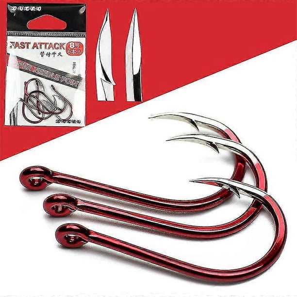 Fishing barbed hook bend mouth triangular fast attack super needle point fishhook black seabream bass japan hooks 4-8 piece pack