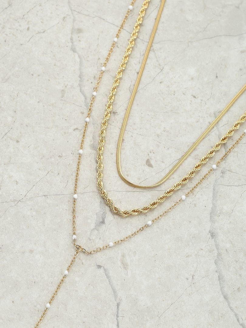 Time and Tru Women's Goldtone Lariat Necklace Set, 3 Pieces
