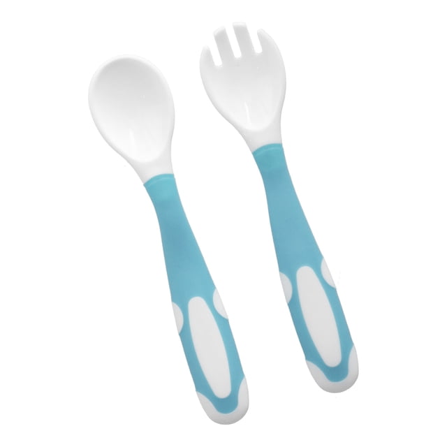 Baby Utensils Set, Rounded Tip Easy Clean Baby Fork Spoon Set Training Spoon with Case for Self Feeding for Infant Blue,Pink,Green