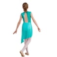 thumbnail image 2 of TSSOE Kids Girls Lyrical Modern Ballet Dance Dress Sleeveless Shiny Sequins Irregular Hem Gymnastics Skirt Leotard Mint Green 16, 2 of 5