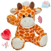 Unicorn Recordable Stuffed Toys Bear Cow Giraffe Tiger Doll PP Cotton Cute Plush Animals for Girls Birthday Gifts Kawaii Pillows Giraffe